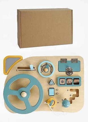 Деревянная панель для развития моторики c 64852, 10 разных деталей в комплекте