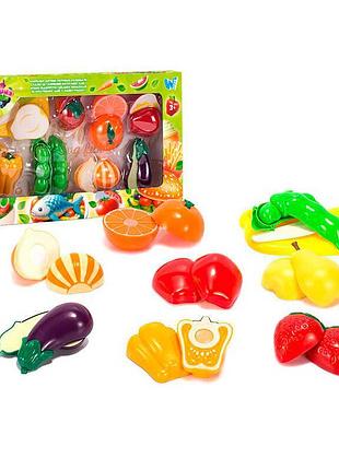 Колекція продуктів 'смачні пригоди' 77450 wtoys, 18 деталей, овочі та фрукти на липучках, інструменти для гри, в коробці