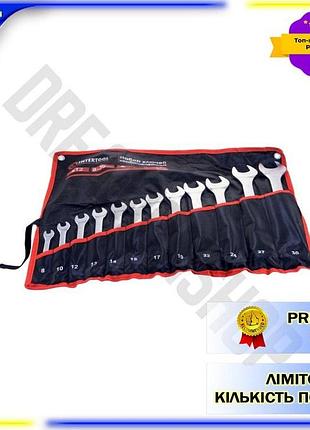 Dm набір ріжково-накидних ключів специфікація 2.2 intertool 12 шт 8-30 мм для майстрів у чохлі з кишен spe|lz
