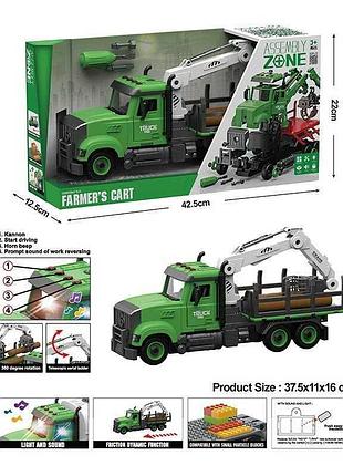 Іграшкова вантажівка спецтехніка yw 9073 b (24/2) з підсвічуванням і звуками, інерційна, розбірна, комплект з викруткою