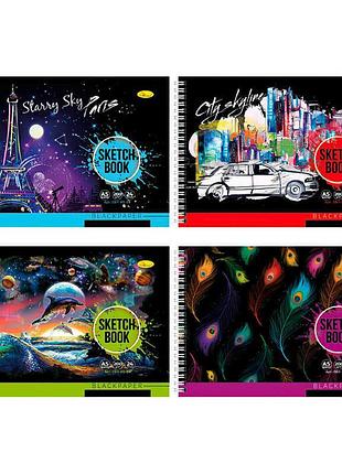 Скетчбук black 24арк а5 сбб-а5-24 (16) «апельсин» для творчества на черном