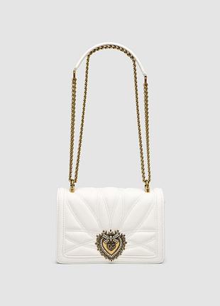💎 dolce&gabbana medium devotion bag in quilted nappa leather white 21 x 14 x 8 см