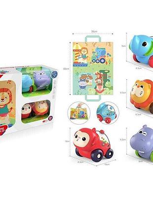 Набор транспортных фигурок he 8069 (24/2) 4 модели животных с ковриком