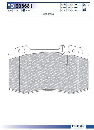 Колодки гальмівні дискові передн mb m-class (w163) 2.7 1998.02-2005.07 fo 906681