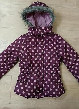 Курточка с флисовой подкладкой для девочки/ детская теплая куртка с капюшоном