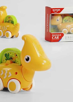 Каталка для малышей he 8007 штрих-60187 (96/2) «динозаврик» жёлтого цвета в коробке