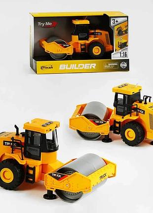 Іграшковий дорожній каток wy 421 a (24) з підсвічуванням, звуком та рухливими елементами, масштаб 1:16, в оригінальній коробці