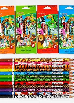 Набор детских цветных карандашей c 61918 (240) 4 разновидности, 12 оттенков, упаковка, микс вариантов