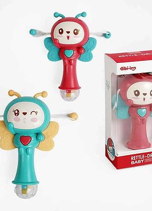 Погремушка 698-75 (144/2) «пчёлка» с 3d подсветкой, звуковыми эффектами и прорезывателем, 2 ярких цвета