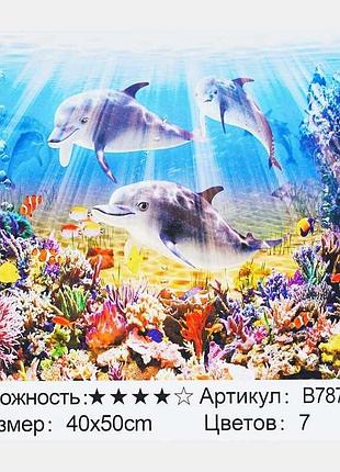 Картина по номерам и алмазная мозаика b 78706 (30) "tk group" 40х50 см, с изображением дельфинов в наборе