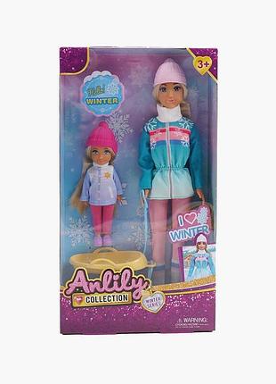 Коллекция кукол 616009 с санками в коробке, большая 30 см, маленькая 13 см