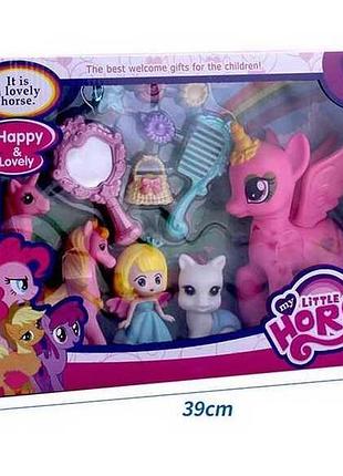 Пони hf 1002 (24/2) волшебная принцесса с подсветкой, звуком и комплектом лошадок