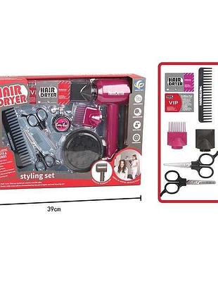 Детский комплект парикмахера yf 820 d-1 (42/2) с функциональным феном и аксессуарами в коробке