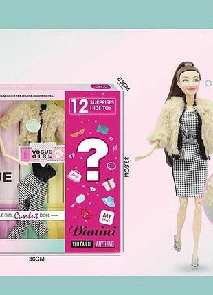 Кукла dmn 02 d (36/2) с съемной обувью, комплектом одежды и 12 дополнительными аксессуарами в коробке