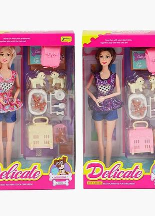 Кукла ly 66-2 (96/2) с двумя фигурками питомцев, съемной обувью и подвижными суставами, высотой 30 см, в