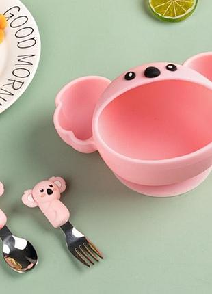 Дитячий набір посуду 18554 3 предмети рожевий