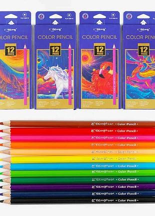 Набор цветных карандашей c 61971 (240) 4 вида, 12 цветов, 12 штук в упаковке