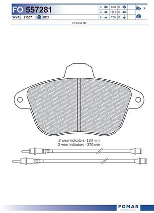 Колодки тормозные дисковые передн peugeot 605 (6b) 2.1 1989.06-1999.09 fo 557281