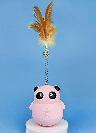 Игрушка кормушка для котов панда 10809 8.5х25 см розовая