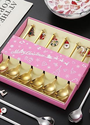 Набор чайных ложек новогодних merry christmas 13657 13.5 см 6 предметов золотистый