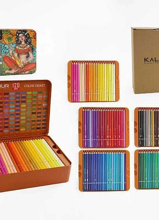 Набор c 69092 (12) из 120 ярких цветных карандашей в стильной металлической упаковке