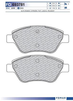 Колодки тормозные дисковые передн fiat linea (323_, 110_) 1.4 2006.10- fo 693781