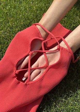 Неймовірна червона сукня в рубчик ❤️