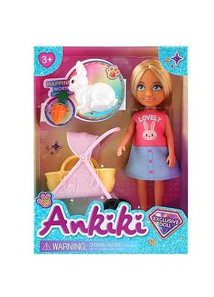 Миниатюрная кукла с набором для ухода 606019 (96), высота 13 см, фигурка зайчика, детская игрушка в коробке