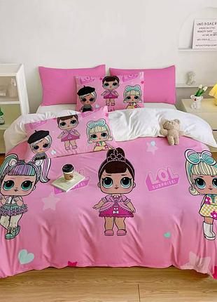 Постільна білизна 3d полуторна з мікросатину lol 31373 150х215 см 50х70 см