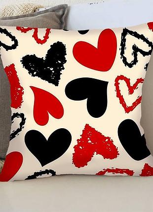Подушка 3d сердца черно-белые 4396_d 17858 35х35 см