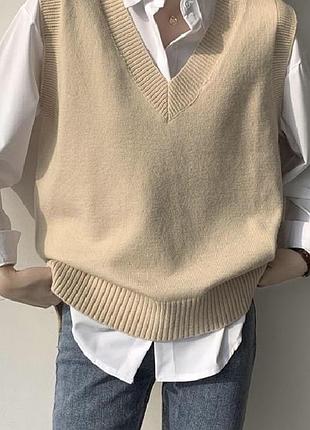 Жилетка жилет жіночий на блузу бежевий