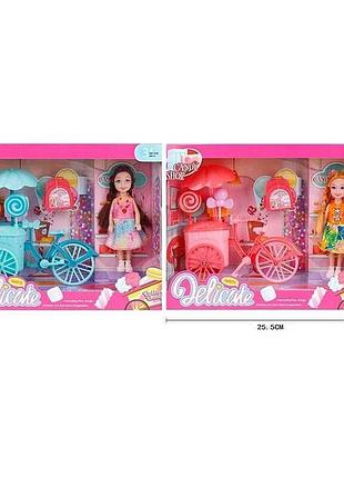 Кукла l 5-32 (96/2) с велосипедом, мороженым и рюкзаком в коробке