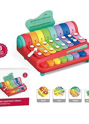Яркий детский ксилофон yl 1022-38 с 8 металлическими пластинами и тремя способами игры