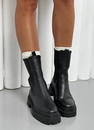 Челси черные кожаные