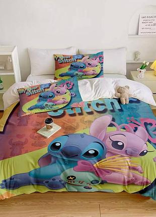 Постельное белье 3d полуторное из микросатина яркий стич 31445 150х215 см 50х70 см