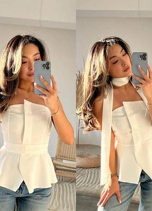 Ідеальний жіночий корсет з щільної тканини зі зʼємним поясом без рукавів на блискавці