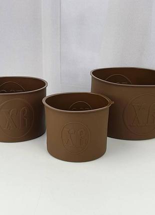 Набор силиконовых форм для выпечки пасхи 6752 3 предмета коричневые