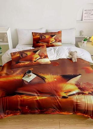 Постельное белье 3d полуторное из микросатина осенняя лисичка 31867 150х215 см 50х70 см
