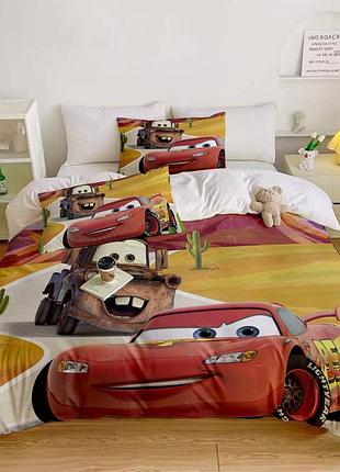 Постельное белье 3d полуторное из микросатина тачки №2 31449 150х215 см 50х70 см