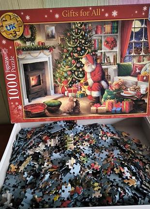 Рождественский пазл, новый год санта клаус не хватает 4 детали