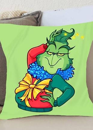 Подушка 3d новорічна подарунковий грінч 3176_e 15369 50х50 см