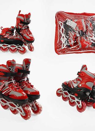 Детские коньки 73426-s красного цвета с регулируемой посадкой