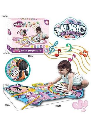 Интерактивный музыкальный коврик yyd-07 (60) с функцией пианино и барабанов на батарейках