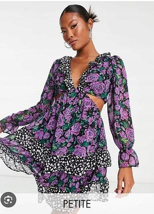 Платье цветочное с рюшами платье с вырезами имитация костюма