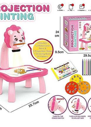 Детский творческий столик ym 2301 a (36/2) «тигр» с 3 дисками, маркерами, салфеткой, на батарейках и набором