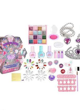 Косметический комплект zr 35 b (24/2) с блеском, кисточками и аксессуарами в коробке для детей