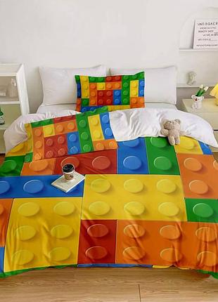 Постільна білизна 3d полуторна з мікросатину лего 31409 150х215 см 50х70 см