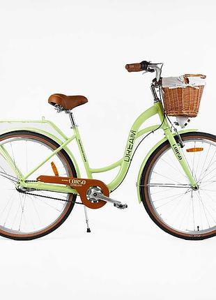 Дитячий міський велосипед corso «dream» dm-28064 з велосипедним кошиком та світлом