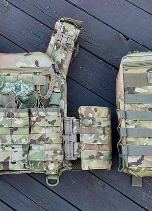 Плитоноска v10 + рюкзак 8 л під гідратор 2 л та тройний підсумок чорний