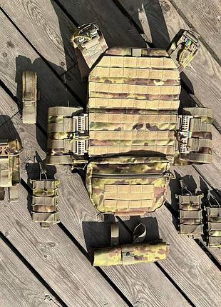 Комплект плитоноска быстрого сброса cordura 1000d + 7 подсумков мультикам